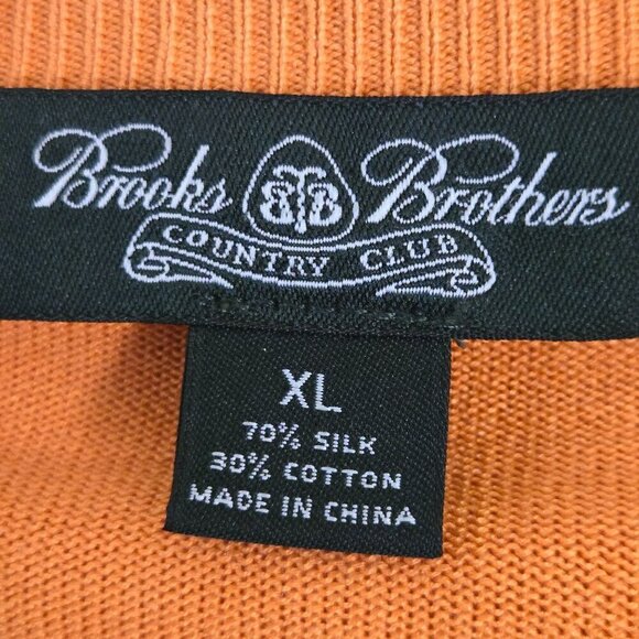 Brooks Brothers Country Club Coral Orange Silk Blend V Neck Sweater Size XL - Picture 3 of 3